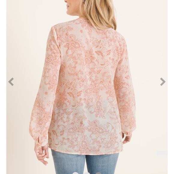 Chico's Flounce-Front Paisley Print Top/Blouse SZ 3 - Picture 2 of 14